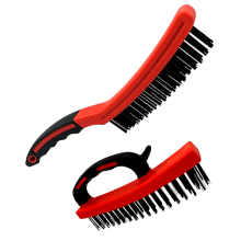 2 PCS Heavy Duty Grip Rubber Handle Steel Wire Brush Set